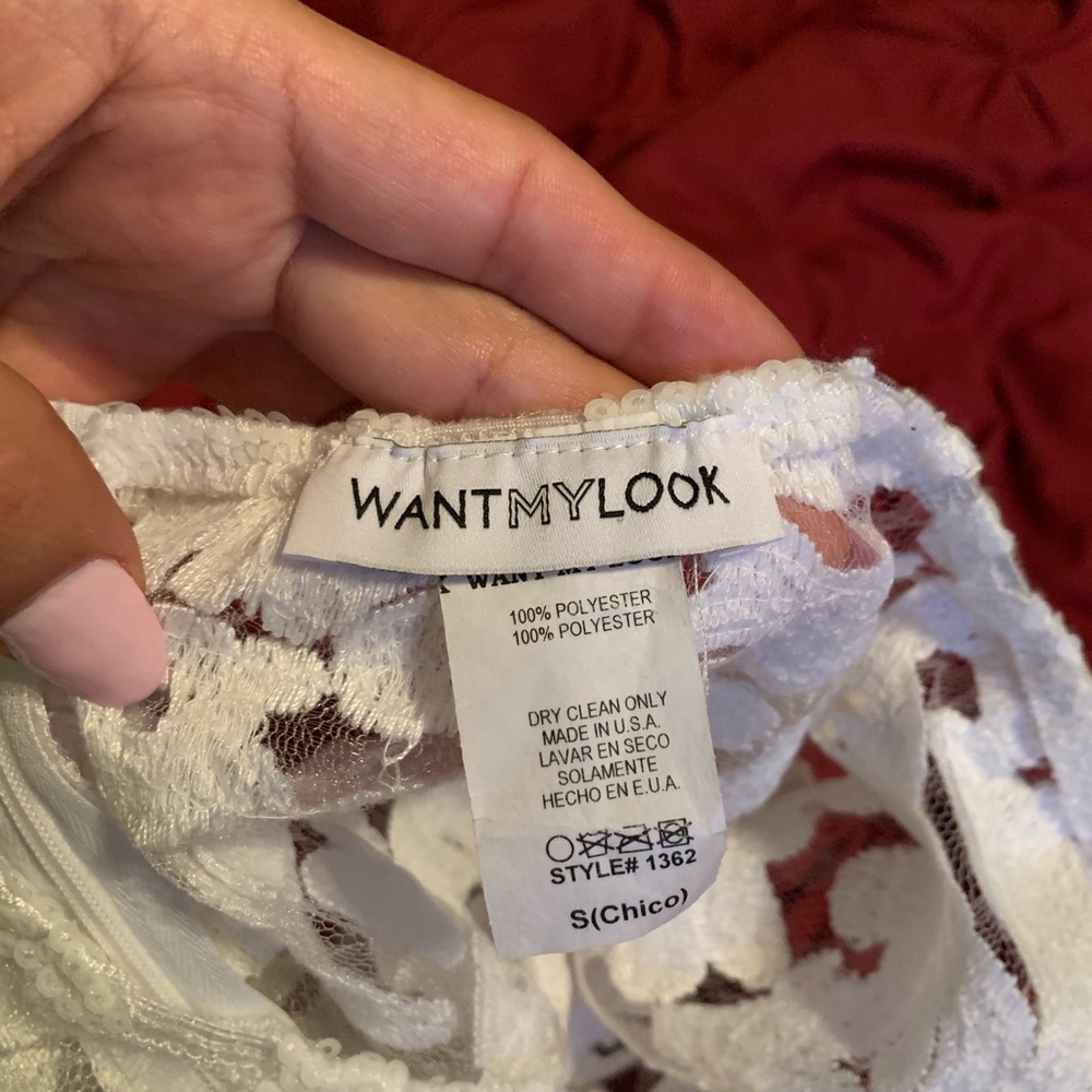 New! White Lace Sequin Midi Skirt - Picture 7 of 7